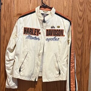 Harley-Davidson Women's Cream and Orange Varsity Jacket
